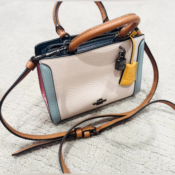 Coach Leather Crossbody Handbag MultiColors/White With Leather Handle NWOT